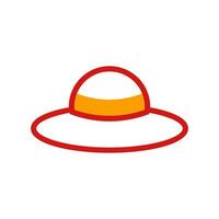 Hat icon duotone yellow red summer beach symbol illustration. vector