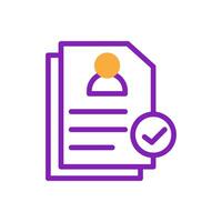 Resume icon duotone purple yellow business symbol illustration. vector