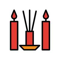 Incense icon colored outline red orange colour chinese new year symbol perfect. vector