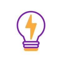 Lamp idea icon duotone purple yellow business symbol illustration. vector