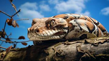 foto de un boa constrictor debajo azul cielo. generativo ai