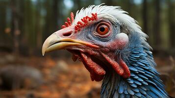 Close-up photo of a Turkey looking any direction. Generative AI