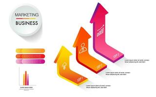 flecha infografía modelo paso para negocio dirección, márketing estrategia, diagrama, datos, resplandor, flecha línea de tiempo, para presentación reporte y Progreso vector