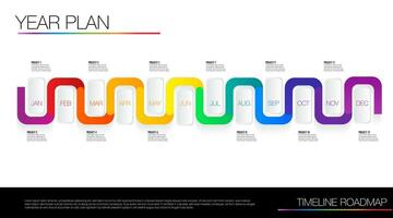 12 months projects year plan , time line milestone vector