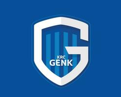 krc Genk club logo símbolo Bélgica liga fútbol americano resumen diseño vector ilustración con azul antecedentes