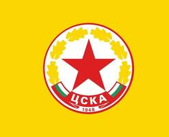 cska Sofía club símbolo logo bulgaria liga fútbol americano resumen diseño vector ilustración con amarillo antecedentes