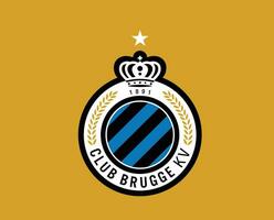 Club Brugge KV Club Symbol Logo Belgium League Football Abstract Design Vector Illustration With Brown Background