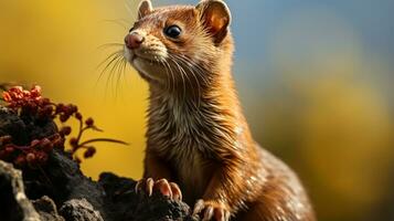 Close-up photo of a Weasel looking any direction. Generative AI