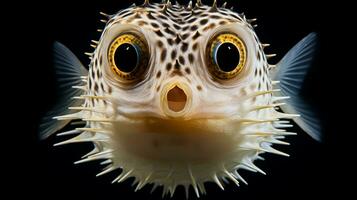 Wildlife photography of Photo of Pufferfish. Generative AI