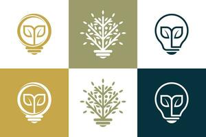 Set of nature and tree logo design vector with creative element concept