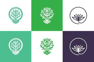 Set of nature and tree logo design vector with creative element concept