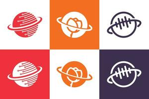 Set of globe logo design vector with creative element concept