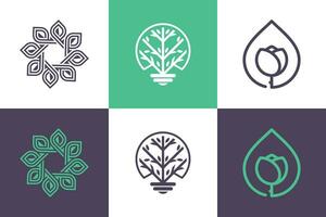 Set of nature and tree logo design vector with creative element concept