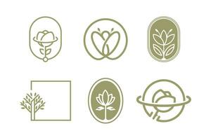 Set of nature and tree logo design vector with creative element concept