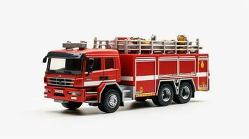 Displaying a 3D miniature Firetruck. Generative AI photo