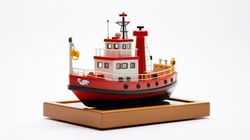 Displaying a 3D miniature Tugboat. Generative AI photo