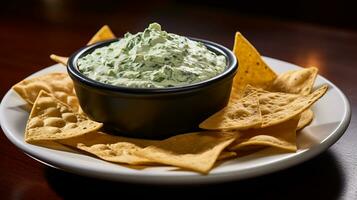 Photo of Spinach and Cheese Dip as a dish in a high-end restaurant. Generative AI