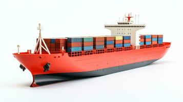 Displaying a 3D miniature Cargo Ship. Generative AI photo