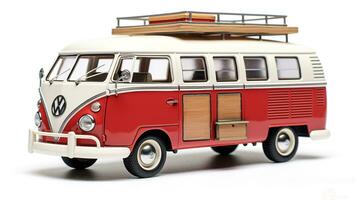 Displaying a 3D miniature Camper Van. Generative AI photo