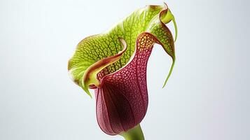 Photo of beautiful Pitcher Plant flower isolated on white background. Generative AI