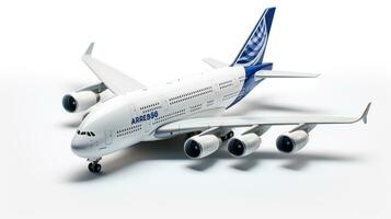 mostrando un 3d miniatura aerobús a380. generativo ai foto