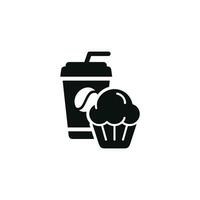 Cupcake and drink icon. Fast food icon isolated on white background vector