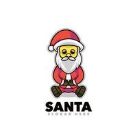 Cute santa claus cartoon logo vector