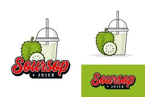 Soursop Fruit juice drink logo design illustration collection vector