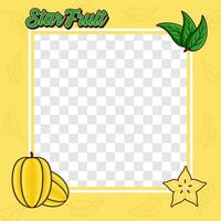 Star fruit photo frame cover background design vector