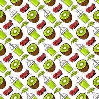 Kiwi fruit juice seamless pattern background illustration vector