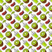 Kiwi fruit juice seamless pattern background illustration vector