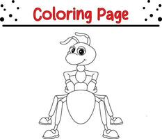 Cute Ant Animal coloring page illustration vector. For kids coloring book. vector