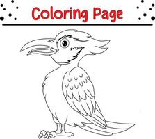 Cute Bird Animal coloring page illustration vector. For kids coloring book. vector