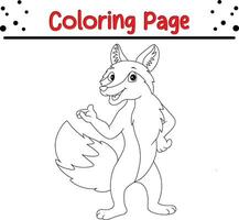 Cute fox Animal coloring page illustration vector. For kids coloring book. vector