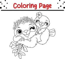 Baby Sloth Animal coloring page illustration vector. For kids coloring book. vector