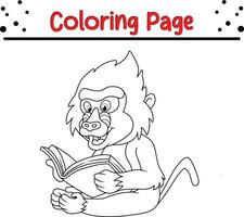 Cute Gorilla Animal coloring page illustration vector. For kids coloring book. vector