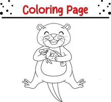 Cute otter Animal coloring page illustration vector. For kids coloring book. vector