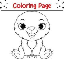 Baby Sloth Animal coloring page illustration vector. For kids coloring book. vector