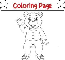 Cute bear Animal coloring page illustration vector. For kids coloring book. vector