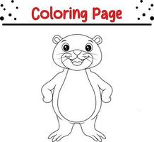 Otter animal coloring page for kids. Sea animal coloring book vector