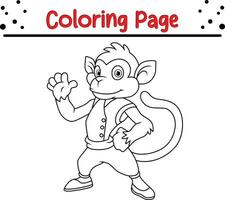 Cute Monkey cartoon coloring page. Animal illustration vector. For kids coloring book. vector