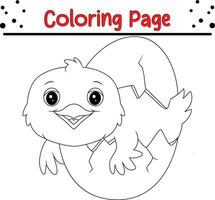 Cute Chicken Animal coloring page illustration vector. For kids coloring book. vector