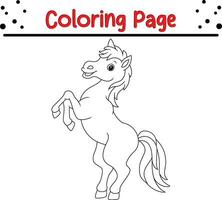 Horse Coloring Page for children. Black and white vector illustration for coloring book