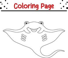 manta fish Coloring Page for children. Black and white vector illustration for coloring book