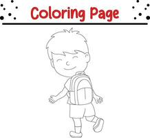 Cute Little kid coloring page for children. Black and white vector illustration for coloring book.