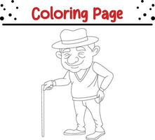 Old man Coloring Page for children. Black and white vector illustration for coloring book