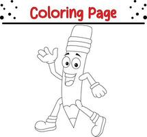 Cute Pencil Coloring Page for children. Black and white vector illustration for coloring book