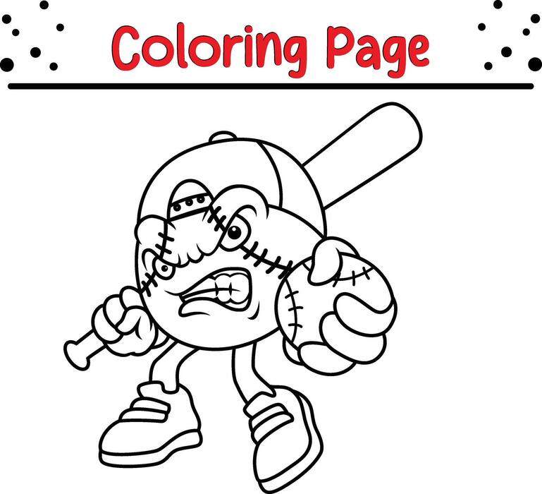 Baseball Coloring Page Vector Art Icons and Graphics for Free Download