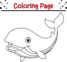 whale Coloring Page for children. Black and white vector illustration for coloring book