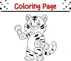 Cute Tiger cartoon coloring page. Animal illustration vector. For kids coloring book. vector